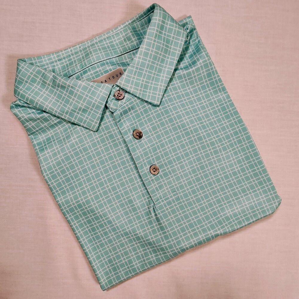 PGA Tour Men's M Pro Series Plaid Polo NWT‎